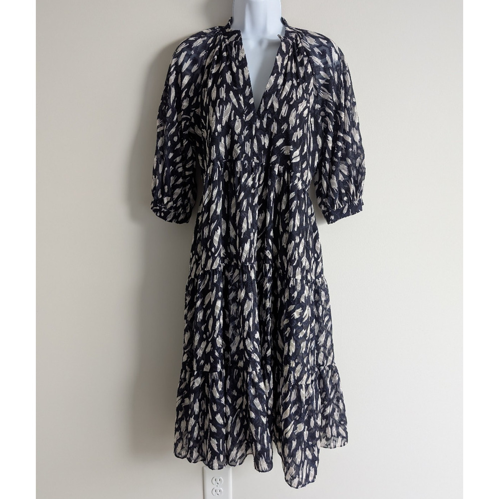 Amanda Uprichard Diego Midi Dress Womens XS Peasant Old Money Cottage Flowy